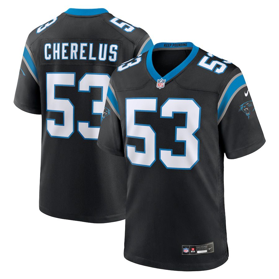 Men Carolina Panthers 53 Claudin Cherelus Nike Black Team Game NFL Jersey